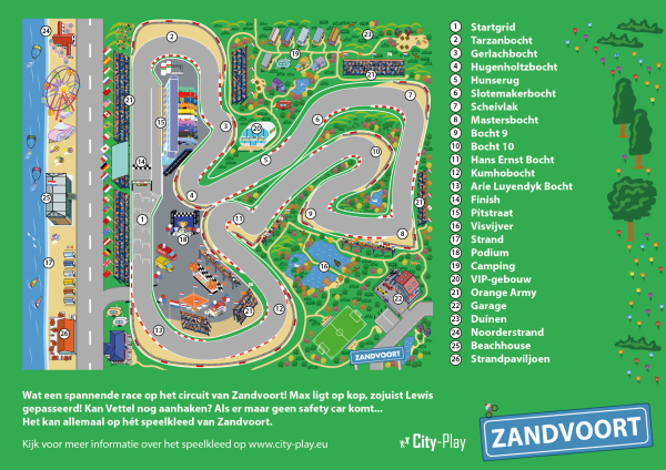 Plattegrond Speelkleed Circuit Zandvoort formule 1